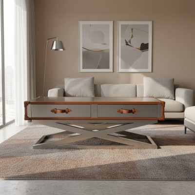 Table basse vintage Table de salon Tables Table en aluminium Table basse Aviator