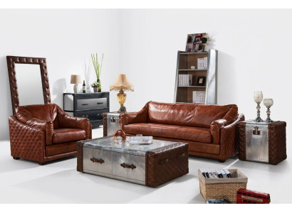 Canapé Chesterfield 3 places en cuir vintage brun dans le style des meubles Chesterfield. Trois places.