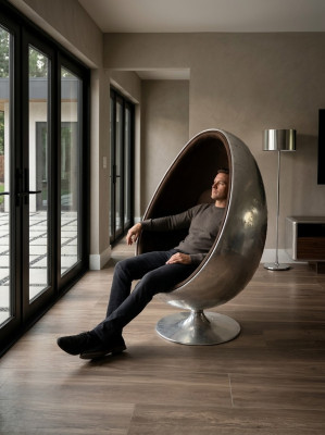 Design Fauteuil de lounge rétro Seater Egg Ball Argent rotatif Aviator Space