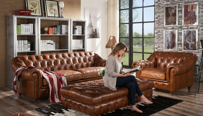 Modèle Chesterfield Trois Places Canapé en Cuir Trois Places Canapé capitonné Canapé de Salon neuf