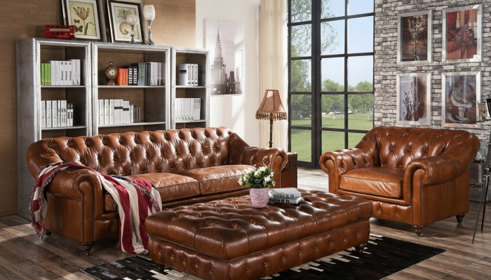 Modèle Chesterfield Trois Places Canapé en Cuir Trois Places Canapé capitonné Canapé de Salon neuf