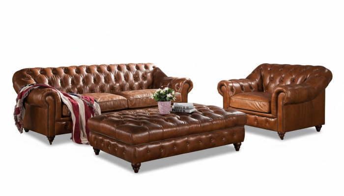 Modèle Chesterfield Trois Places Canapé en Cuir Trois Places Canapé capitonné Canapé de Salon neuf