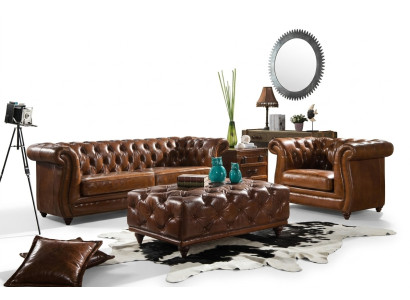 Canapé club design 3 places Canapé en cuir Trois places Cuir vintage neuf