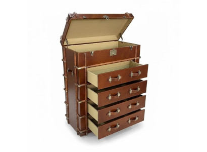 Commode Meubles de design Loft Vintage Rétro Armoire Valise en cuir Luxe