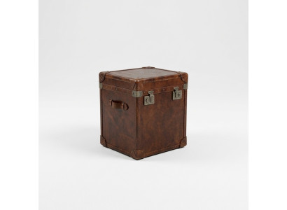 Table d'appoint Vintage Bac en cuir Cube Table basse Canapé Salon Table Valise