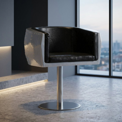 Chaise Chaises Cuir aluminium Design Mobilier Salle à manger Fauteuil Aviateur Cuir véritable