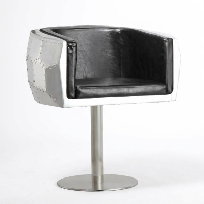Chaise Chaises Cuir aluminium Design Mobilier Salle à manger Fauteuil Aviateur Cuir véritable