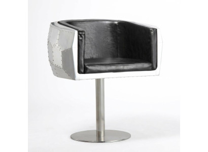 Chaise Chaises Cuir aluminium Design Mobilier Salle à manger Fauteuil Aviateur Cuir véritable