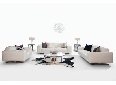 Ensemble de canapés Chesterfield Canapé Canapé Ensemble Rembourrage en Cuir 3+2+1 Places Canapé en Cuir