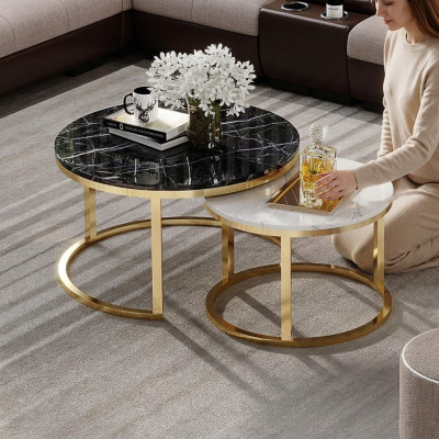 Table ronde canapé en marbre tables rondes en pierre naturelle en acier inoxydable