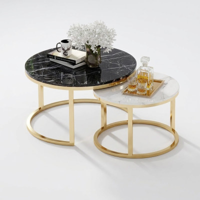 Table ronde canapé en marbre tables rondes en pierre naturelle en acier inoxydable