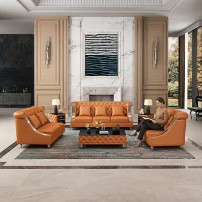 Designer Canapé Trois Places Siège Rembourrage 3 Places Cuir Tissu Canapés Design