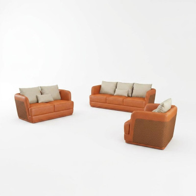 Design de canapé de luxe Canapé Rembourrage Canapés Modernes 3 Places Trois Places Orange Grande XXL