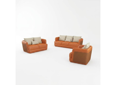 Design de canapé de luxe Canapé Rembourrage Canapés Modernes 3 Places Trois Places Orange Grande XXL