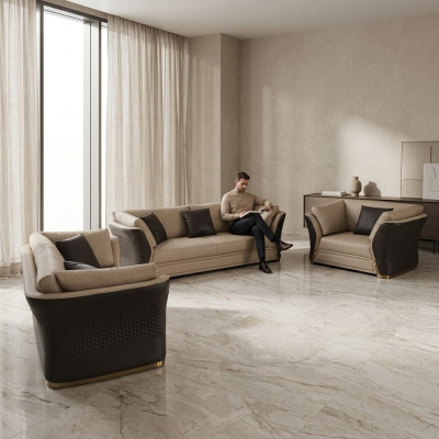 Fauteuil Design Canapé Sofa Détente Lounge Cuir TV Luxe Club Tapisserie