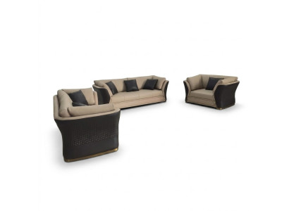 Fauteuil Design Canapé Sofa Détente Lounge Cuir TV Luxe Club Tapisserie