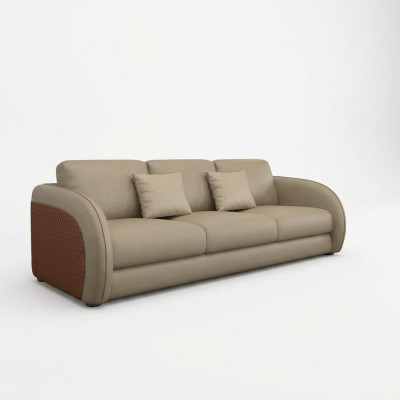 Canapé trois places en tissu de design pour salon moderne, canapés 3 places, mobilier de salon beige.