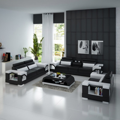 Canapé en cuir Canapé Ensemble de canapés 321 Suite Design Moderne Canapé USB Canapés 2 places