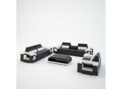 Canapé en cuir Canapé Ensemble de canapés 321 Suite Design Moderne Canapé USB Canapés 2 places