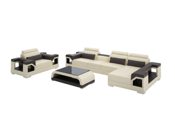 Paysage vivant Canapé d'angle en L Fauteuil Ensemble Suite Canapé moderne Siège en cuir Coin