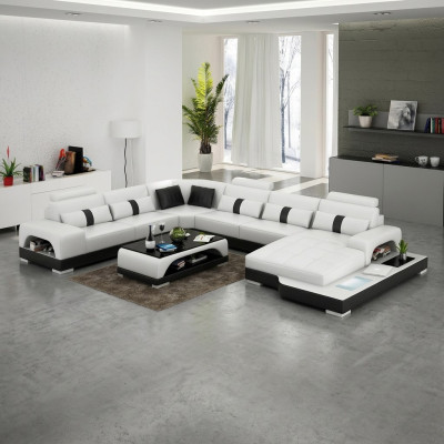 Coin canapé d'angle en cuir design canapé de luxe paysage de vie conduit canapé canapé rembourrage canapé d'angle