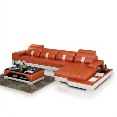 Canapé en cuir en forme de L Canapé d'angle Canapé de coin Suite Design Moderne Sofa usb nouveau