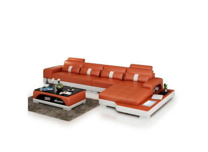 Canapé en cuir en forme de L Canapé d'angle Canapé de coin Suite Design Moderne Sofa usb nouveau