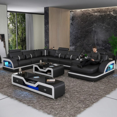 coin suite canapé en cuir design canapé d'angle paysage de vie de luxe conduit canapé canapé rembourrage
