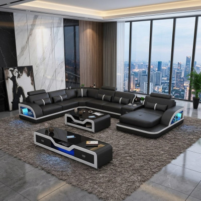 coin suite canapé en cuir design canapé d'angle paysage de vie de luxe conduit canapé canapé rembourrage