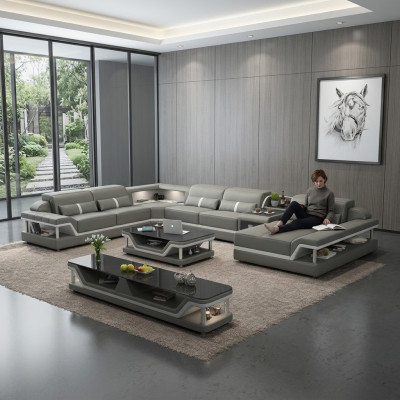 Paysage vivant Canapé d'angle en forme de U Table basse Buffet Design Paysage vivant 3 pièces