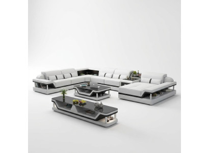 Canapé avec USB Designer Living Landscape U-Shape Canapé Canapé d'angle Suite Rembourrage neuf