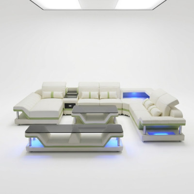 Conception moderne Paysage vivant Canapé d'angle Canapé Canapé Rembourrage Meuble TV Table basse Cuir