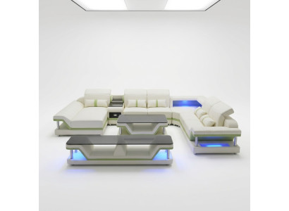 Conception moderne Paysage vivant Canapé d'angle Canapé Canapé Rembourrage Meuble TV Table basse Cuir