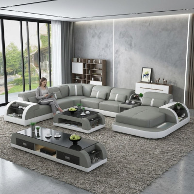 Paysage vivant Canapé d'angle en forme de U Table basse Buffet Design Paysage vivant 3 pièces.