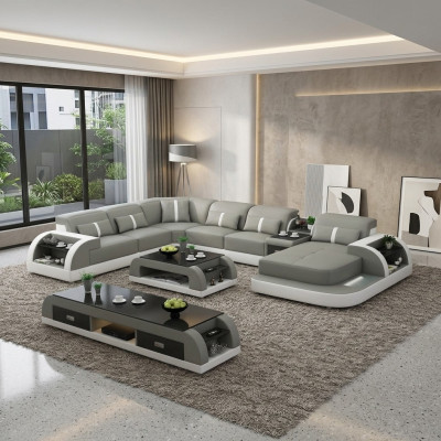 Paysage vivant Canapé d'angle en forme de U Table basse Buffet Design Paysage vivant 3 pièces.