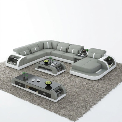 Paysage vivant Canapé d'angle en forme de U Table basse Buffet Design Paysage vivant 3 pièces.