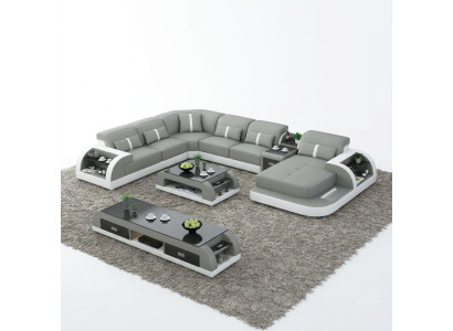 Paysage vivant Canapé d'angle en forme de U Table basse Buffet Design Paysage vivant 3 pièces.