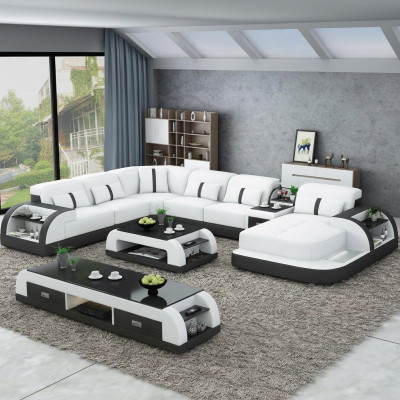 Canapé en cuir Design Suite d'angle Canapé d'angle Salon de luxe Paysage de vie de canapé conduit de canapé Rembourrage