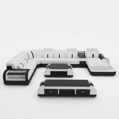 Paysages vivants Canapé d'angle Canapé Suite Meubles en cuir Siège Canapé d'angle Son USB