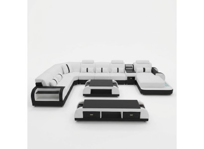 Paysages vivants Canapé d'angle Canapé Suite Meubles en cuir Siège Canapé d'angle Son USB