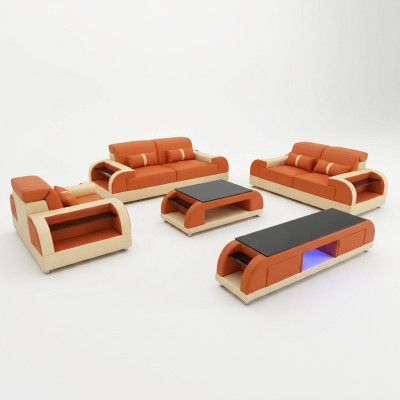 Ensemble de canapés Set 3 2 1 Place Table basse Bahut Suite Design Moderne 5 pièces.