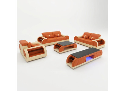 Ensemble de canapés Set 3 2 1 Place Table basse Bahut Suite Design Moderne 5 pièces.