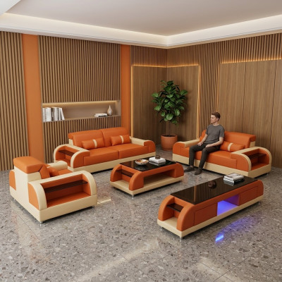 Ensemble de canapé design 3 places, 2 places, 1 place, table basse 4 pièces. Ensemble de salon complet avec USB.