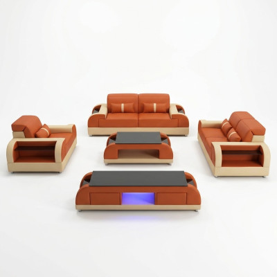 Ensemble de canapé design 3 places, 2 places, 1 place, table basse 4 pièces. Ensemble de salon complet avec USB.