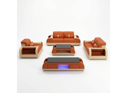 Ensemble de canapé design 3 places, 2 places, 1 place, table basse 4 pièces. Ensemble de salon complet avec USB.