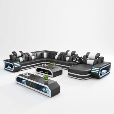 Canapé d'angle rembourré du paysage de vie de gefAll suite d'angle canapés sofas usb led