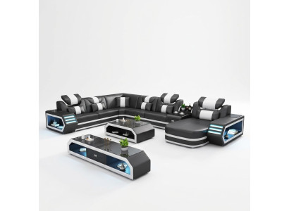 Canapé d'angle rembourré du paysage de vie de gefAll suite d'angle canapés sofas usb led