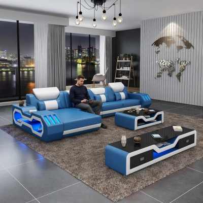 Designer Leben Landschaft Polster L-Form Eckschlafsofa Ecksuite Sofa Couch Ecke geführt