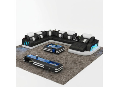 Canapé d'angle de la gamme de vie gefAll Ne. Canapé d'angle avec éclairage LED USB.