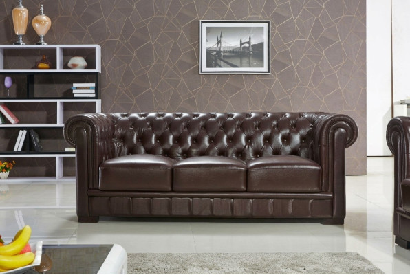 Canapé trois places revêtement canapé design moderne canapés 3 places chesterfield marron.